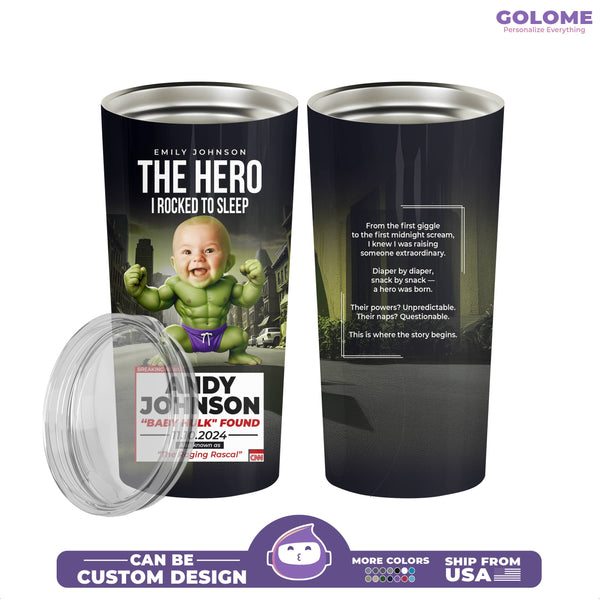 Personalized Baby Hulk Tumbler – Funny CNN Parody Gift for Superhero Moms